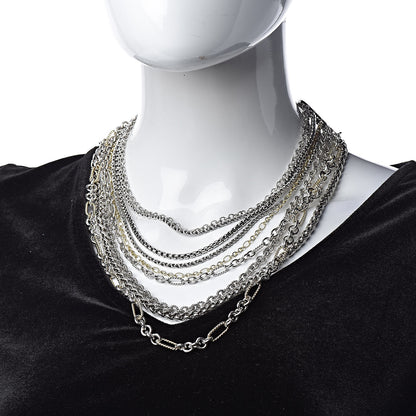 David Yurman Sterling Silver 18K Yellow Gold Multi Chain Necklace 2 of 5