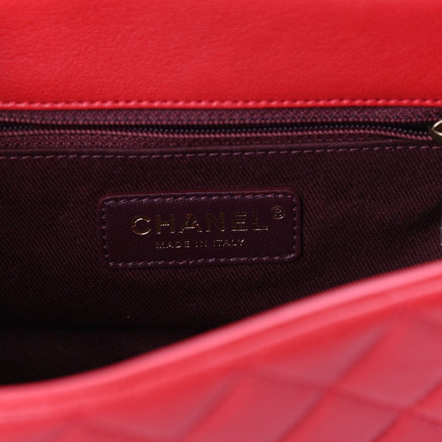 Shiny Sheepskin Quilted Mini Trapezio Flap Red