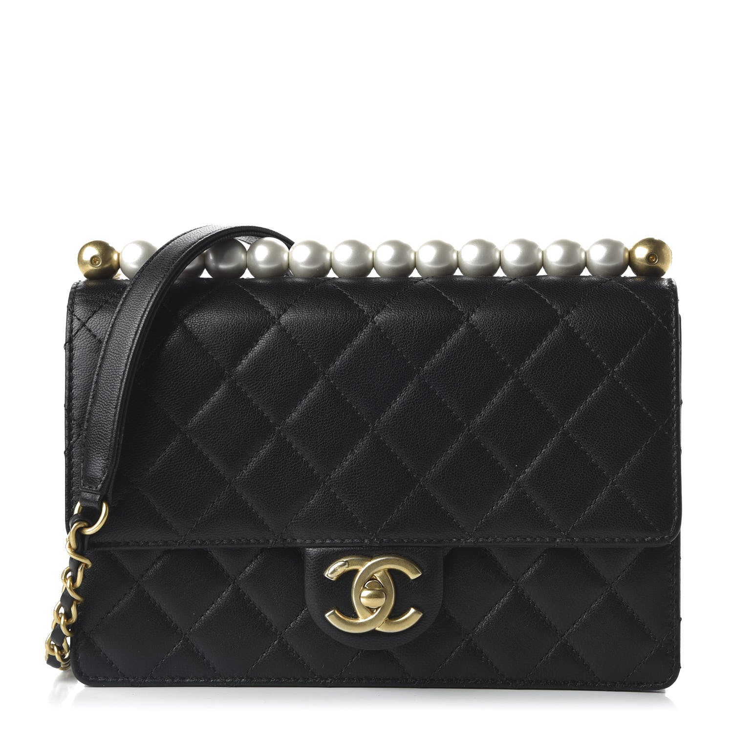Chanel Lambskin Quilted Small Chic Pearls Flap Black 1 of 11