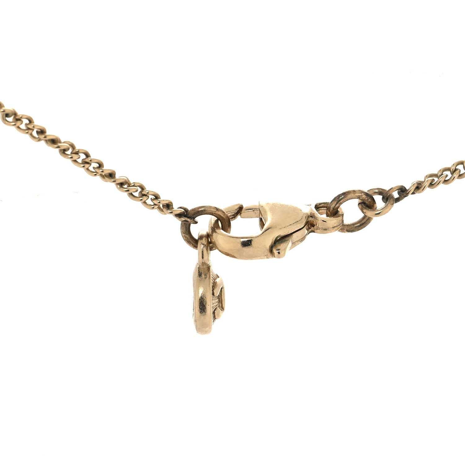 Chanel Crystal Pearl CC Pendant Necklace Gold 4 of 5