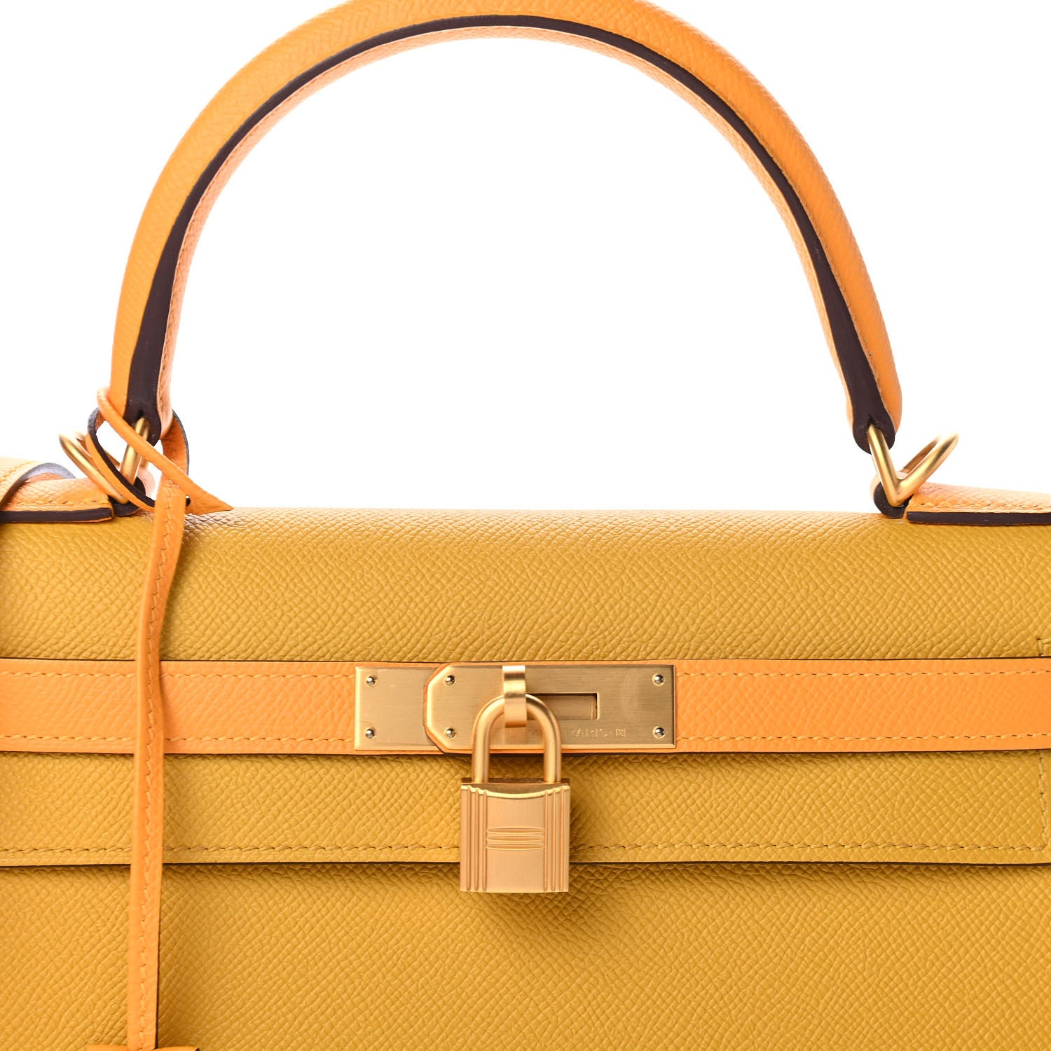Hermes Epsom Horseshoe Kelly Sellier 28 Jaune Ambre Jaune D'Or 9 of 10