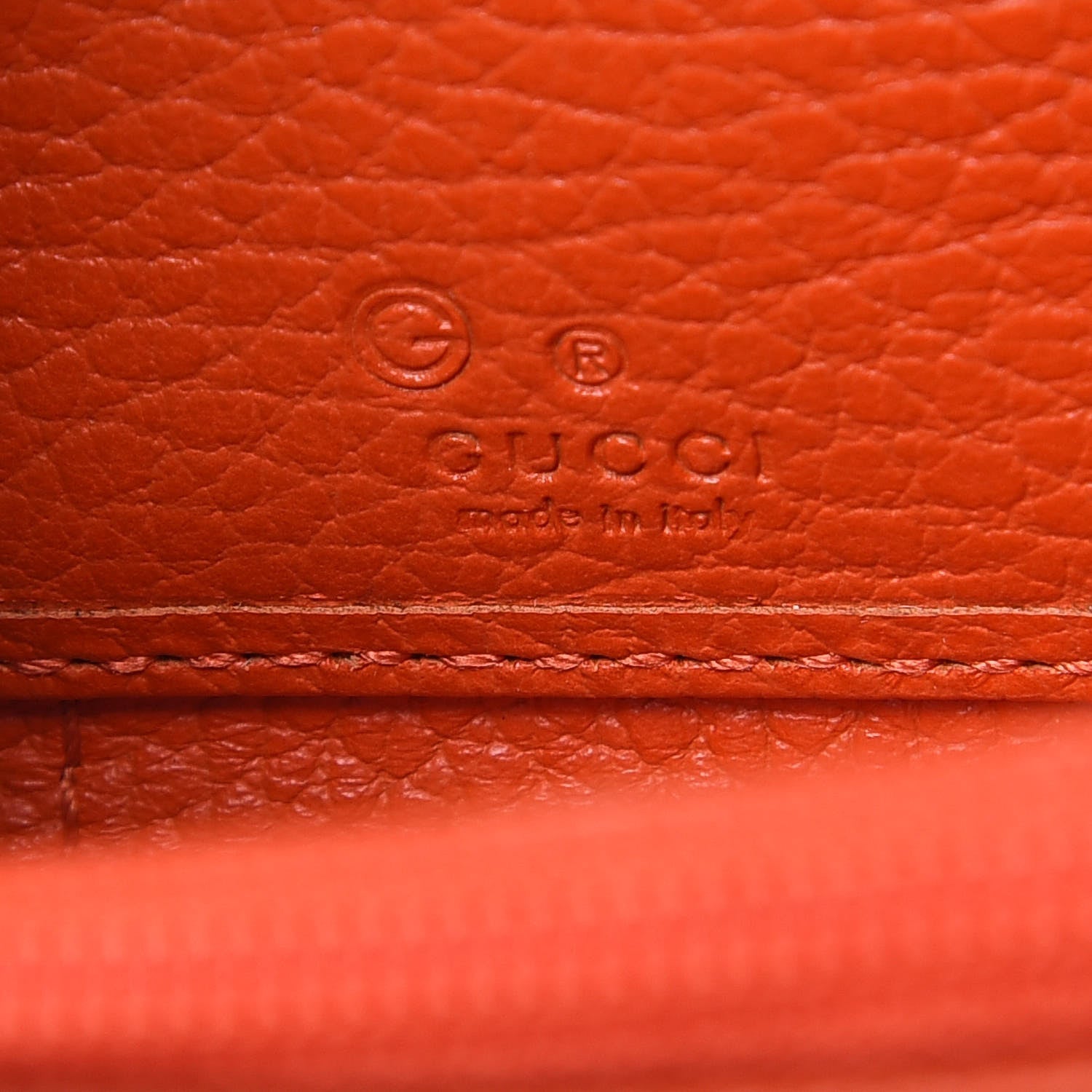 Gucci Monogram Dollar Calfskin Zip Around Wallet Beige Ebony Sun Orange 6 of 10