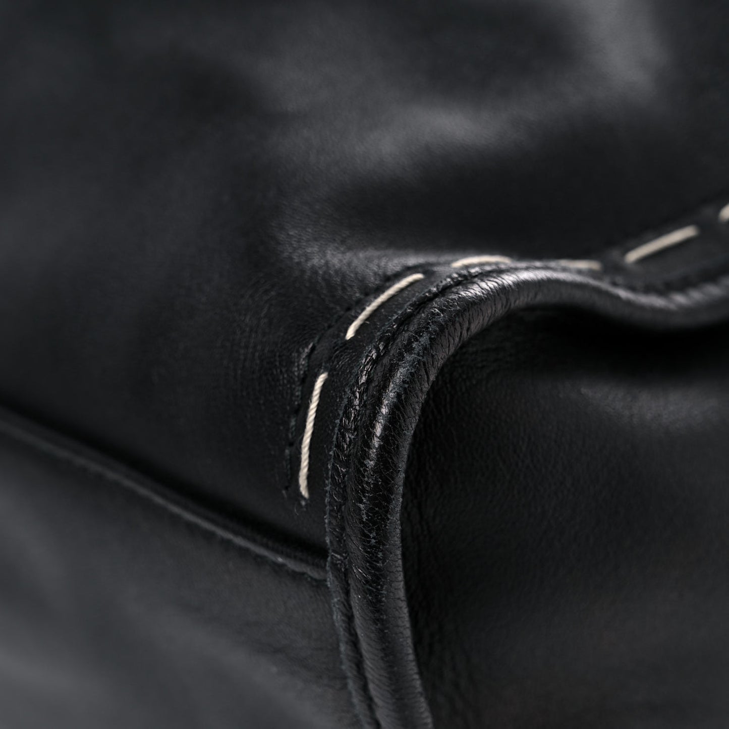 Calfskin Topstitch Classic Silver Hardware City Black