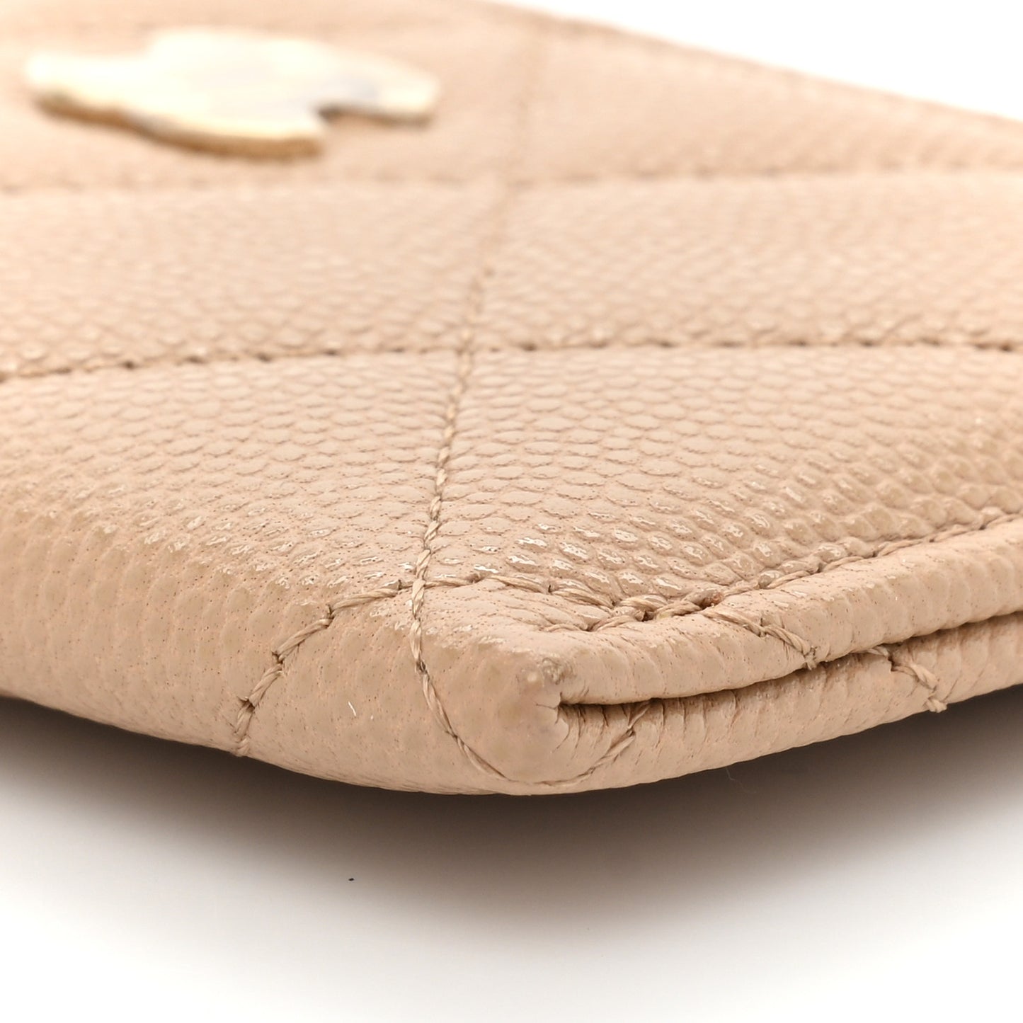 Caviar Quilted Card Holder Beige