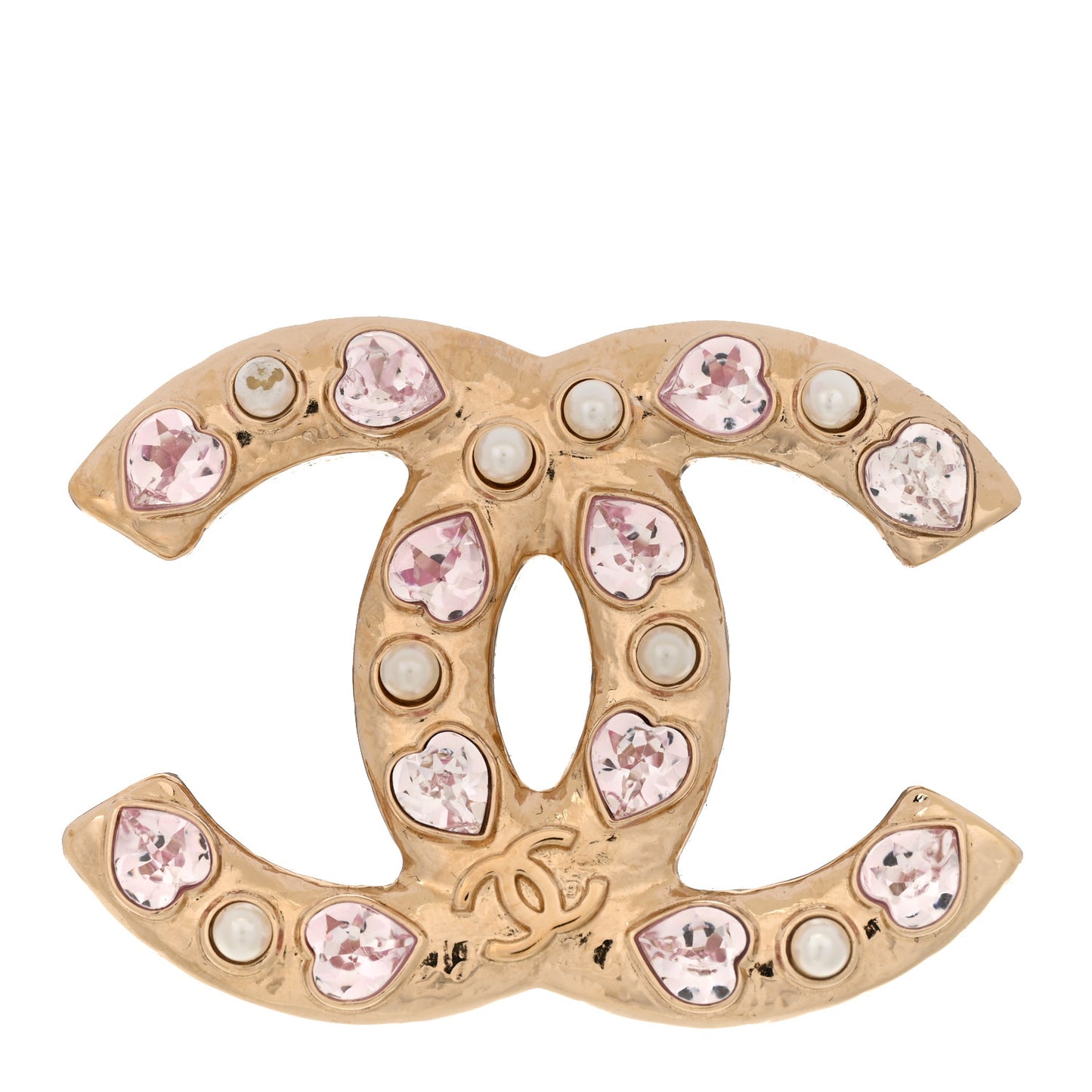 Crystal CC Brooch Gold Pink