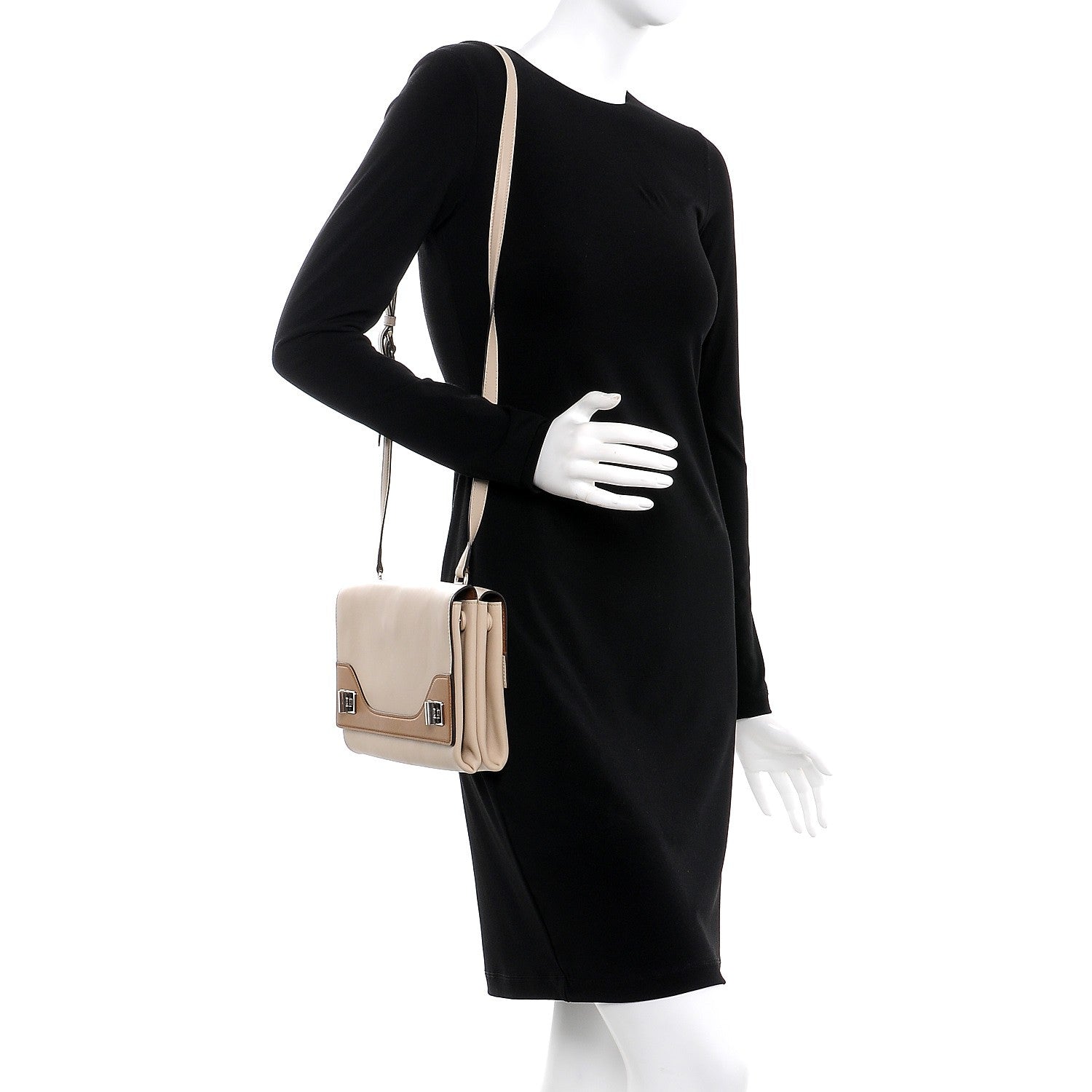 Prada Vitello Soft Bi-Color Double Shoulder Bag Sabbia Caramel 2 of 7