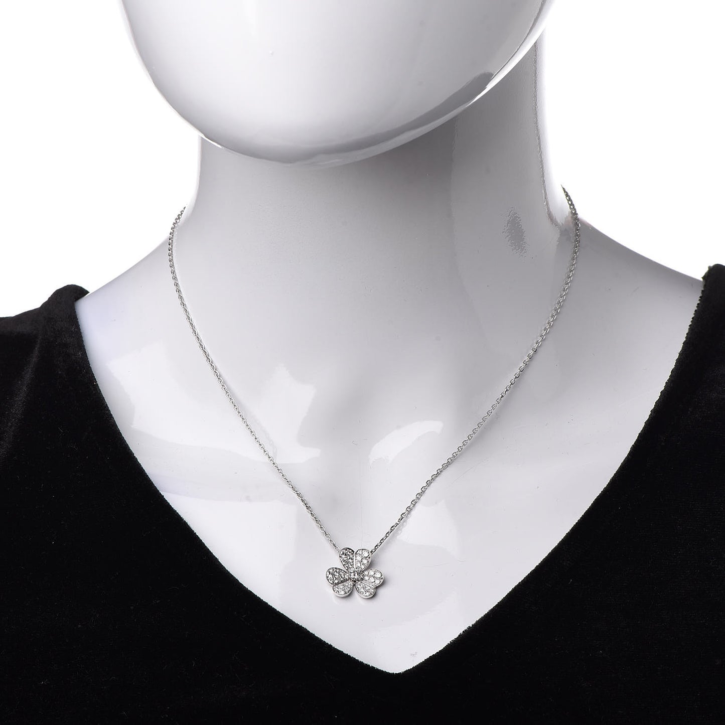 18K White Gold Diamond Small Frivole Pendant Necklace