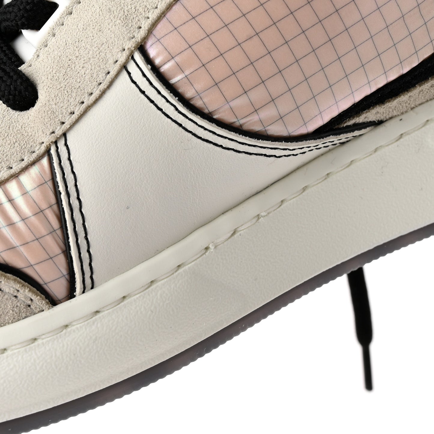 Suede Fabric Calfskin Womens CC Sneakers 37.5 Pink Gray White
