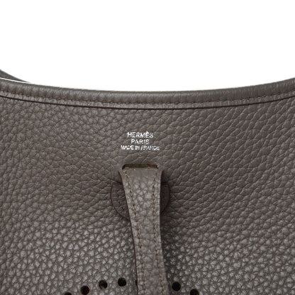Hermes Taurillon Clemence Amazone Evelyne TPM Etain Rouge Casaque 6 of 9