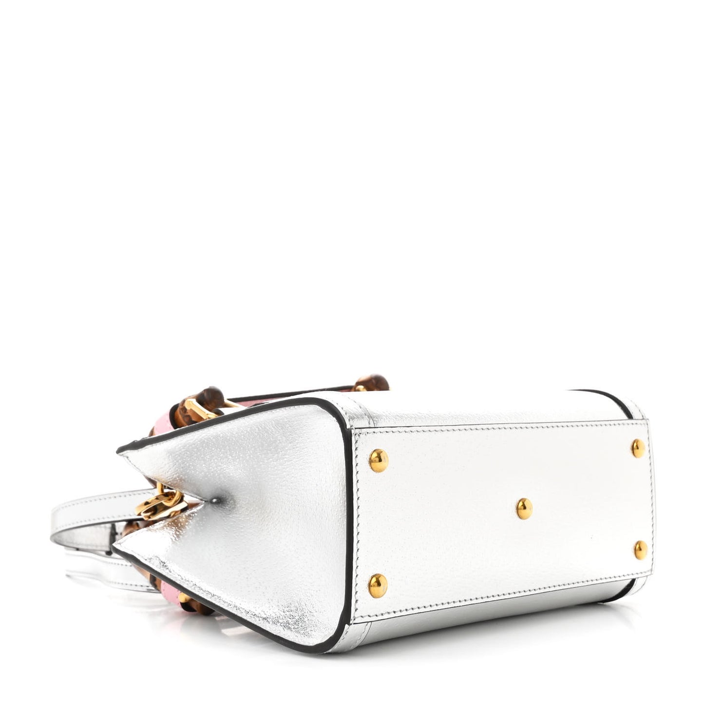 Textured Calfskin Mini Diana Tote Bag Silver Sugar Pink