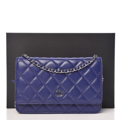 Chanel Lambskin Quilted Wallet On Chain WOC Dark Blue 11 of 11