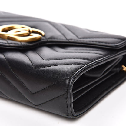 Gucci Calfskin Matelasse GG Marmont Chain Wallet Black 10 of 18
