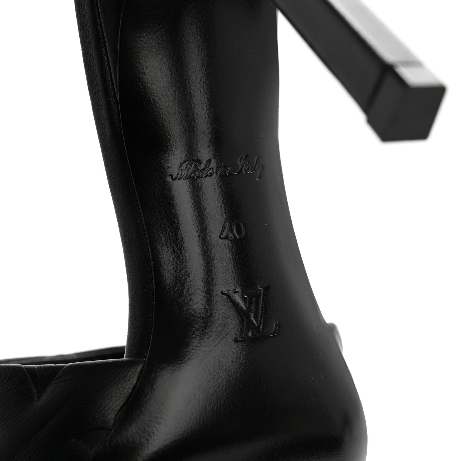 Louis Vuitton Lambskin Embossed Monogram Revival High Heel Mules 40 Black 7 of 10