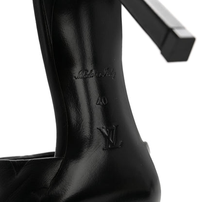Louis Vuitton Lambskin Embossed Monogram Revival High Heel Mules 40 Black 7 of 10