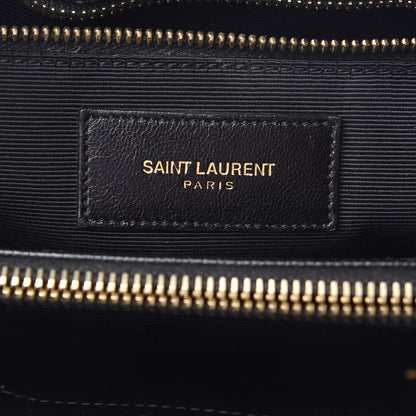 Saint Laurent Grain De Poudre Matelasse Chevron Monogram Shopping Bag Black 6 of 13