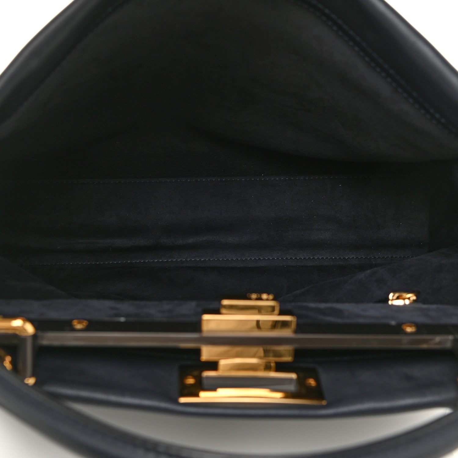 Fendi Vitello Dolce Marmol Large Peekaboo Iconic Satchel Blue Notte 4 of 15