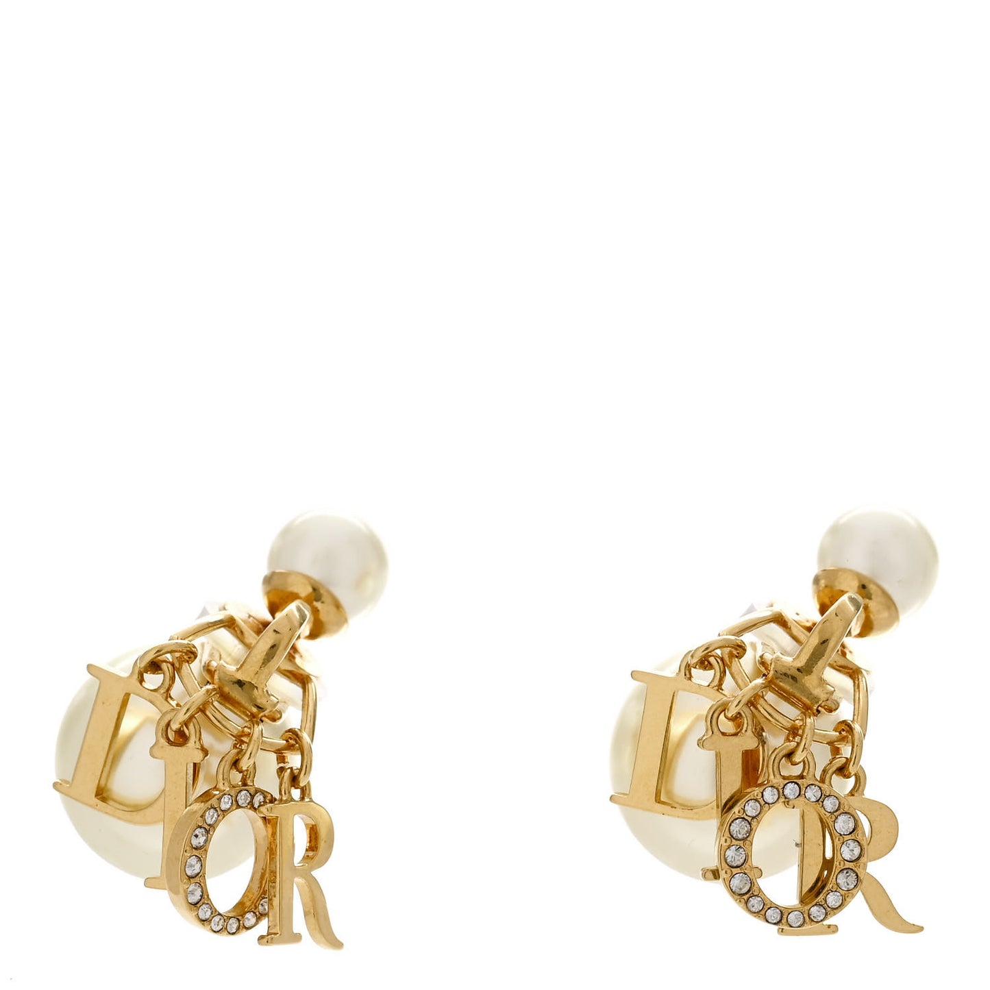 Metal Pearl Crystal Tribales Clip Earrings Gold White