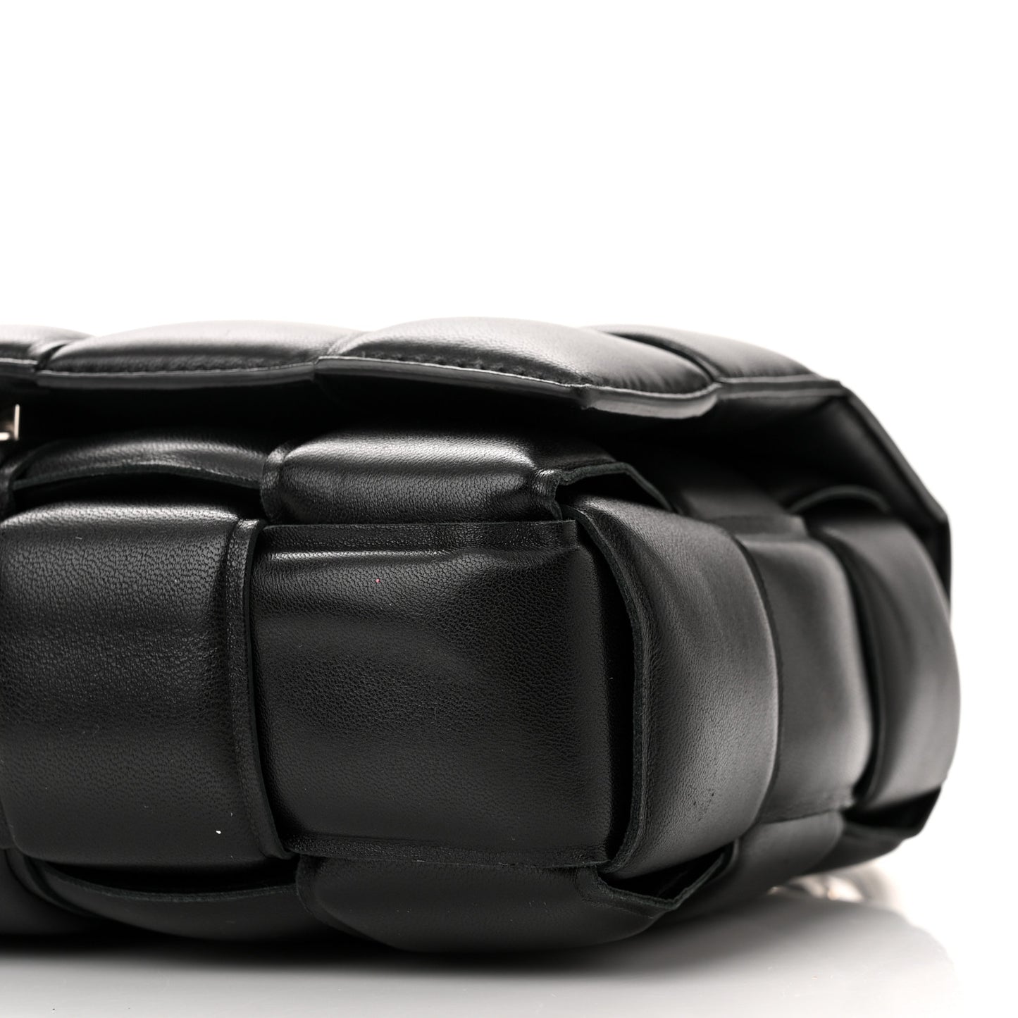 Lambskin Maxi Intreccio Padded Chain Cassette Crossbody Bag Black