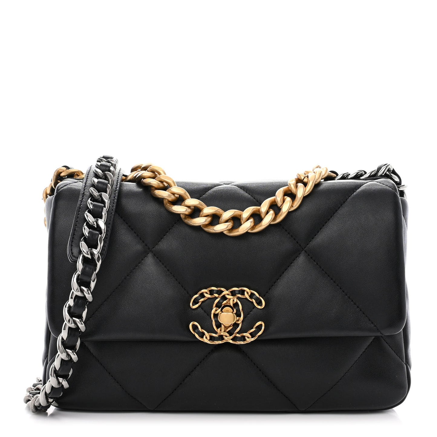 Lambskin Quilted Medium Chanel 19 Flap Black