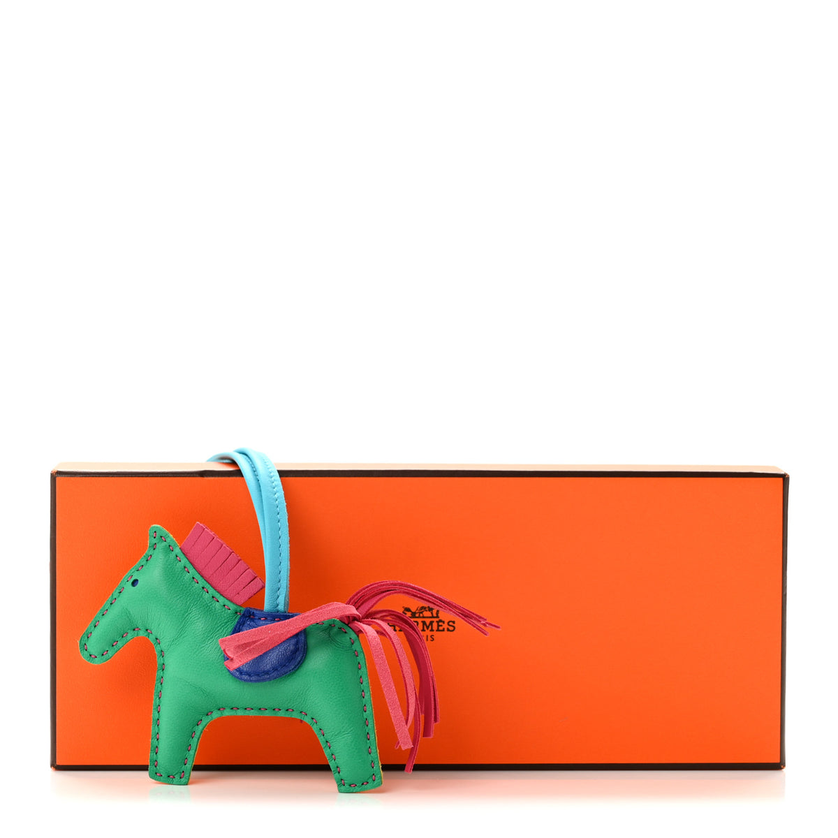 Hermes Milo Lambskin Grigri Rodeo Reversible Horse Bag Charm PM Bleu Aztec Bleu Electrique Soufre Rose Shocking Violet Menthe 4 of 4