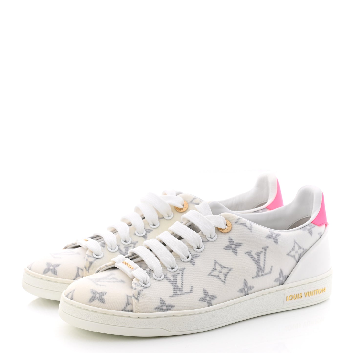 Technical Fabric Calfskin Monogram Frontrow Sneakers 37.5 Pink