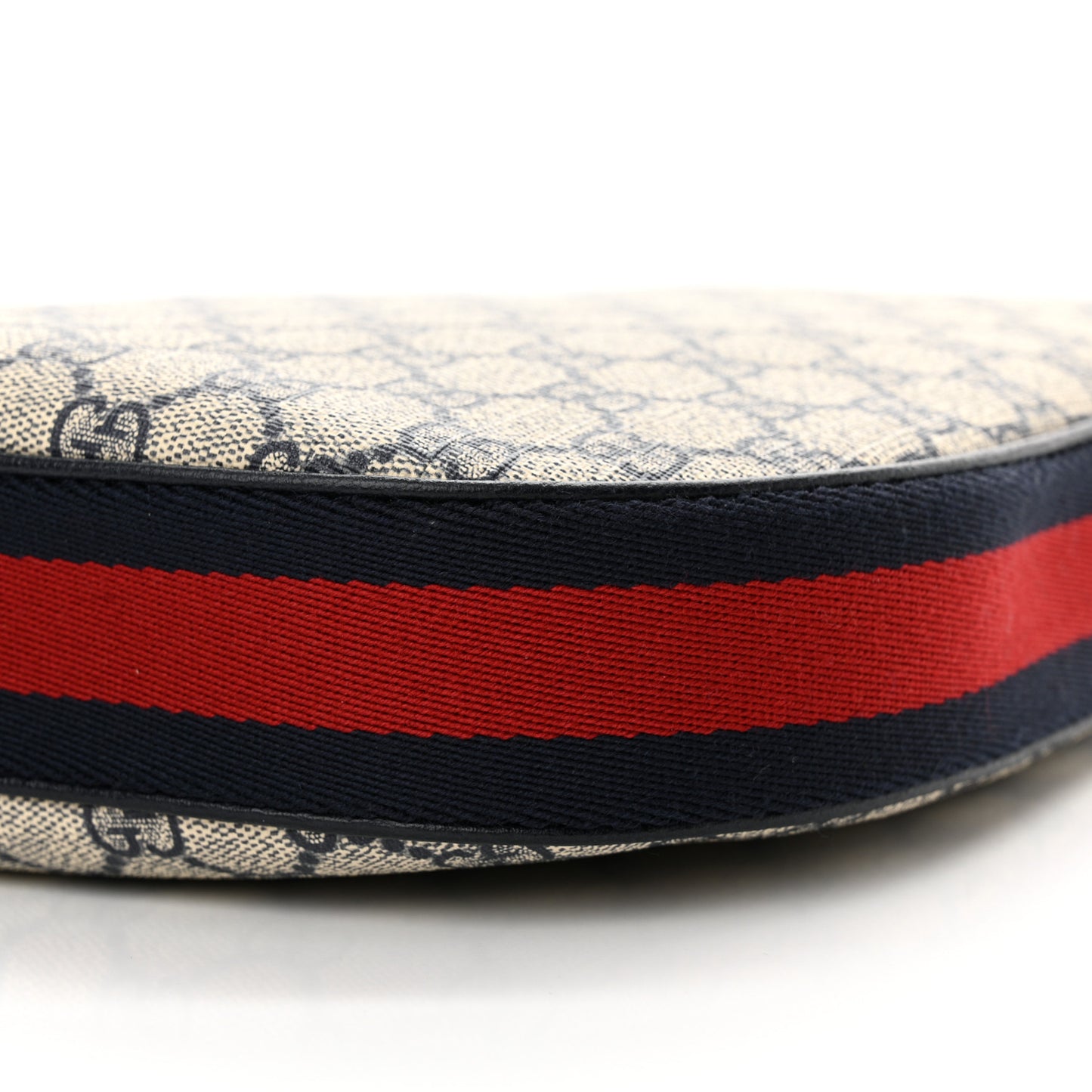 GG Supreme Monogram Textured Calfskin Web Large Attache Shoulder Bag Beige Blue