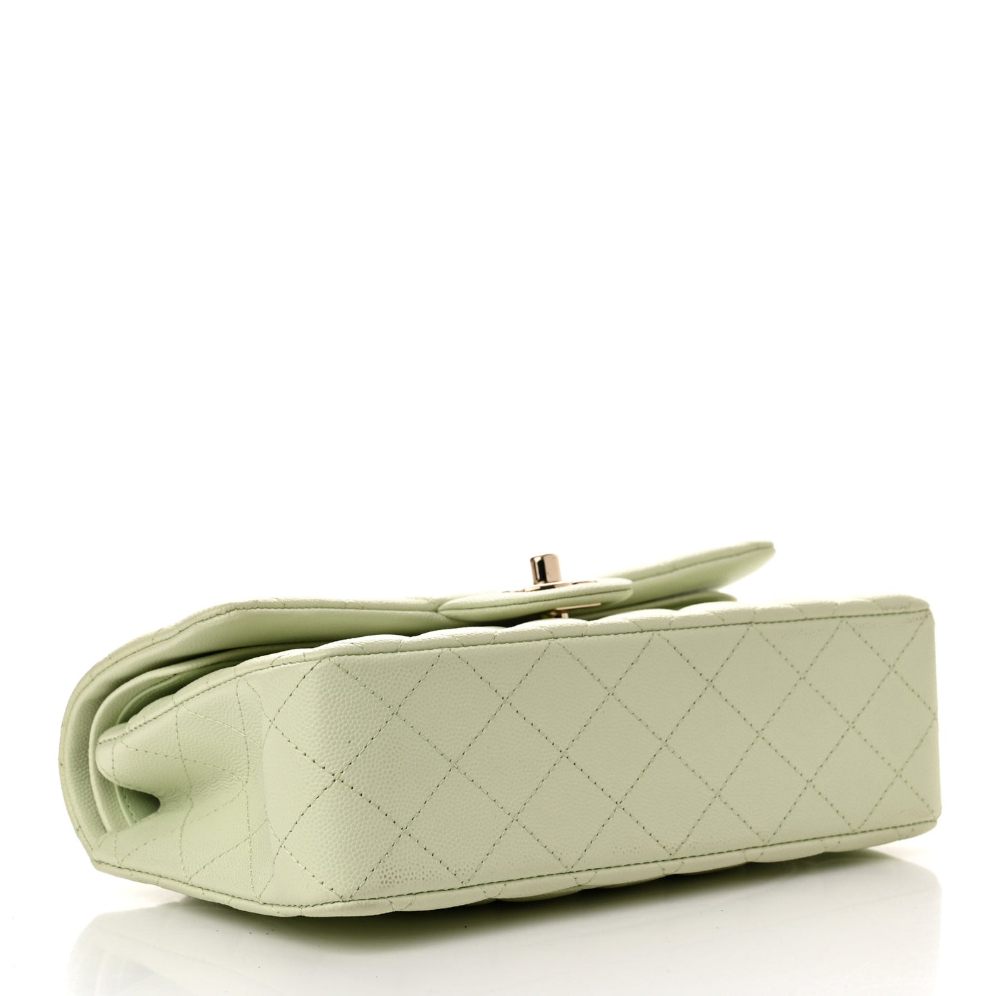 Caviar Quilted Small Double Flap Light Green