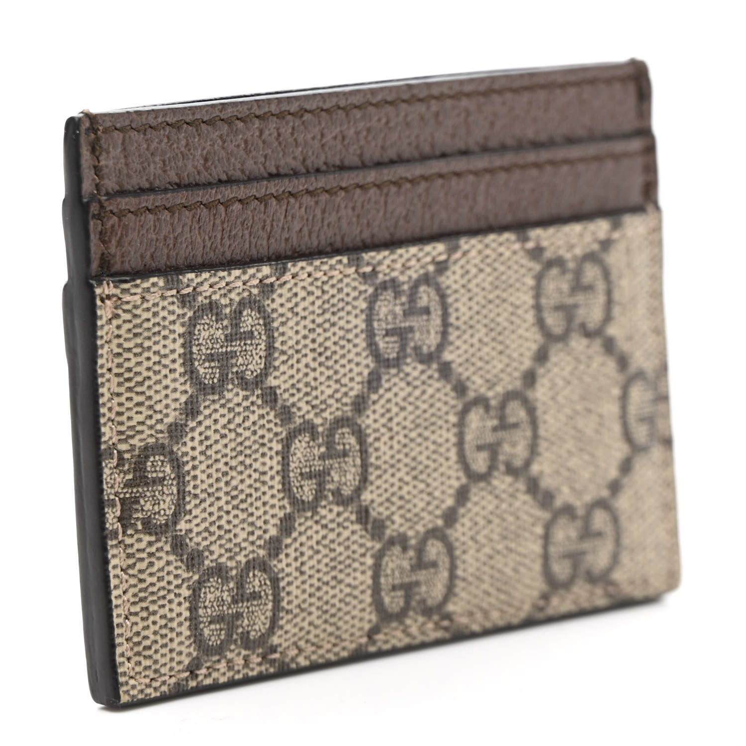 Gucci GG Supreme Monogram Textured Dollar Calfskin Ophidia Card Holder Beige Ebony New Acero 3 of 7