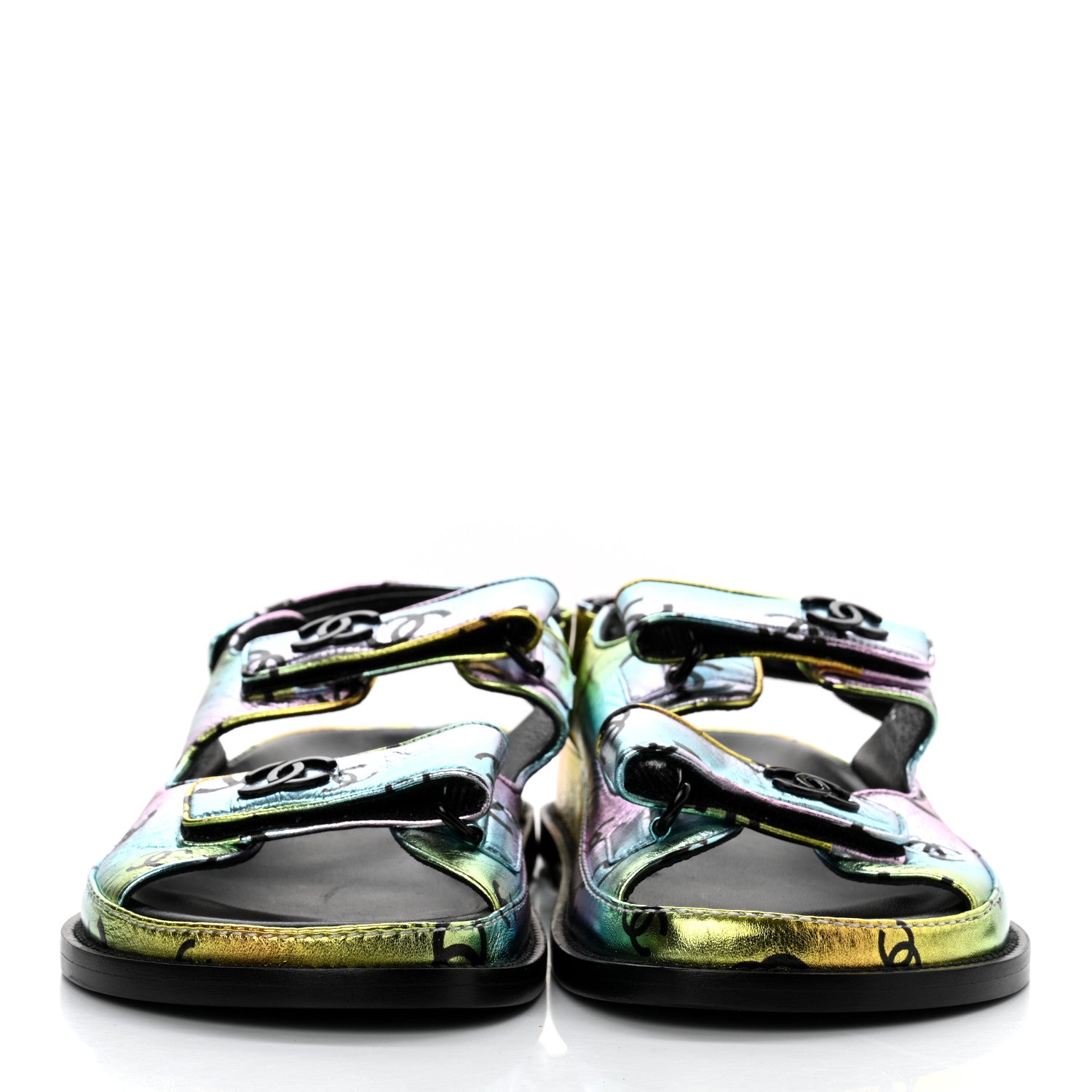 Chanel Laminated Lambskin Printed CC Dad Sandals 39 Multicolor 2 of 8