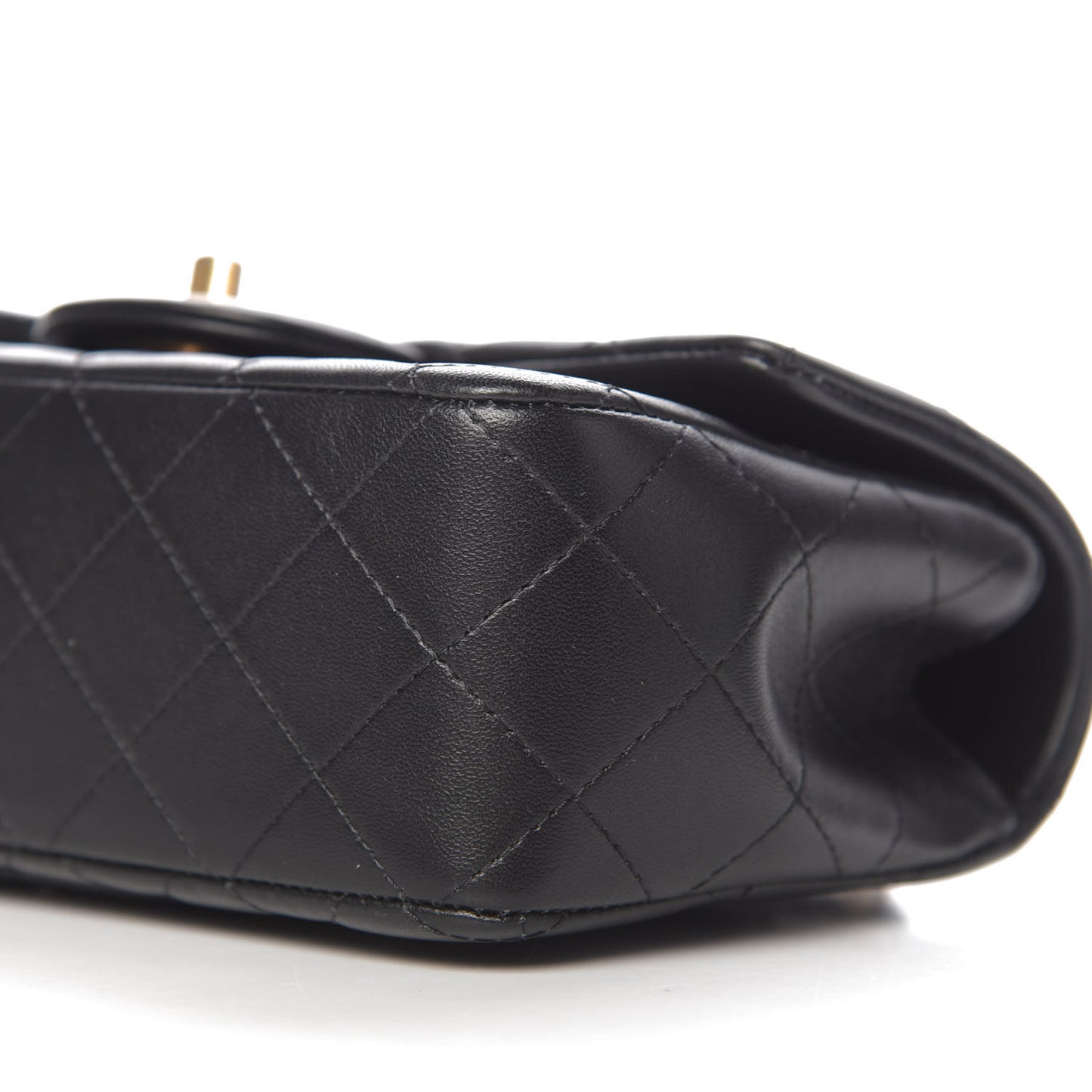 Lambskin Quilted Mini Top Handle Rectangular Flap Black