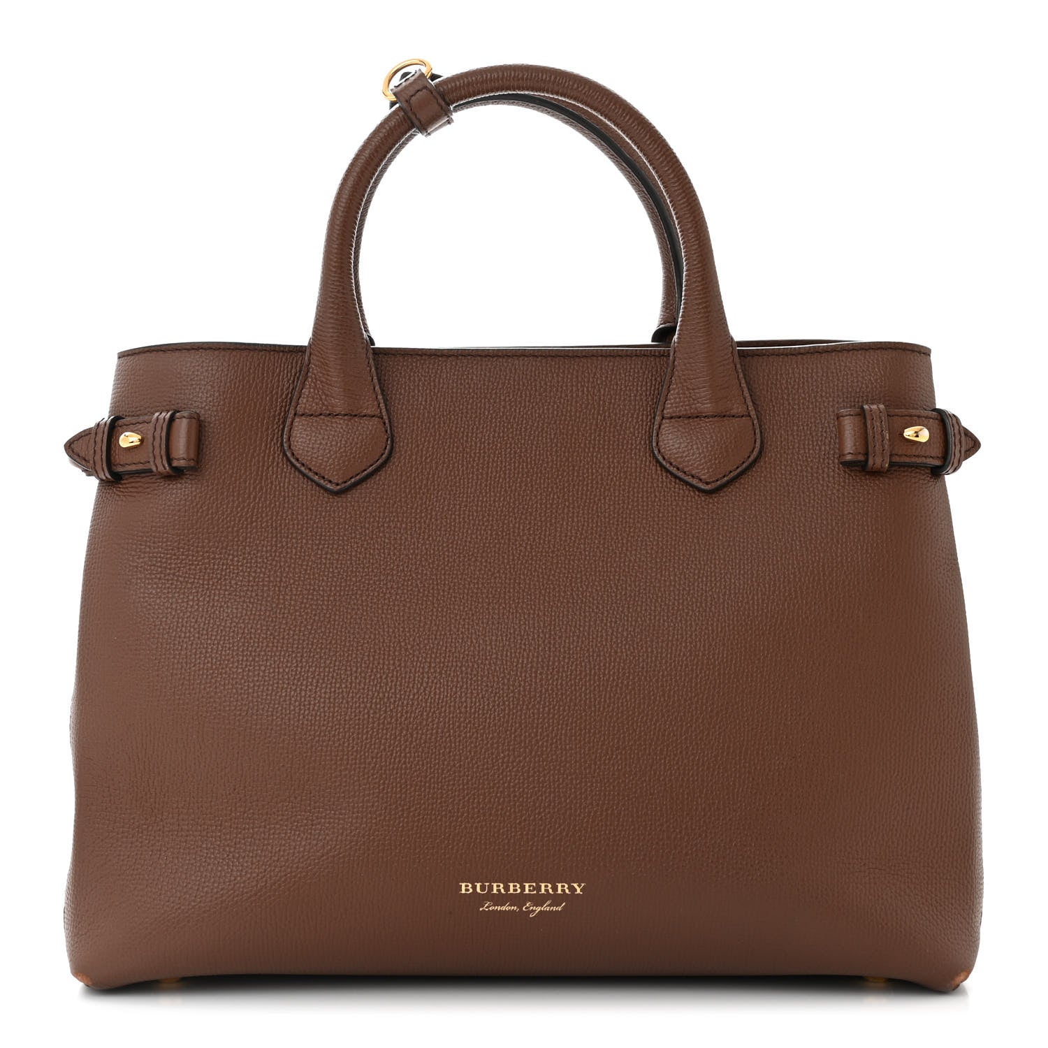 Burberry Grainy Calfskin House Check Medium Banner Tote Tan 1 of 14