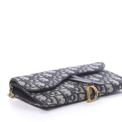 Christian Dior Oblique Saddle Chain Long Wallet Blue 9 of 12
