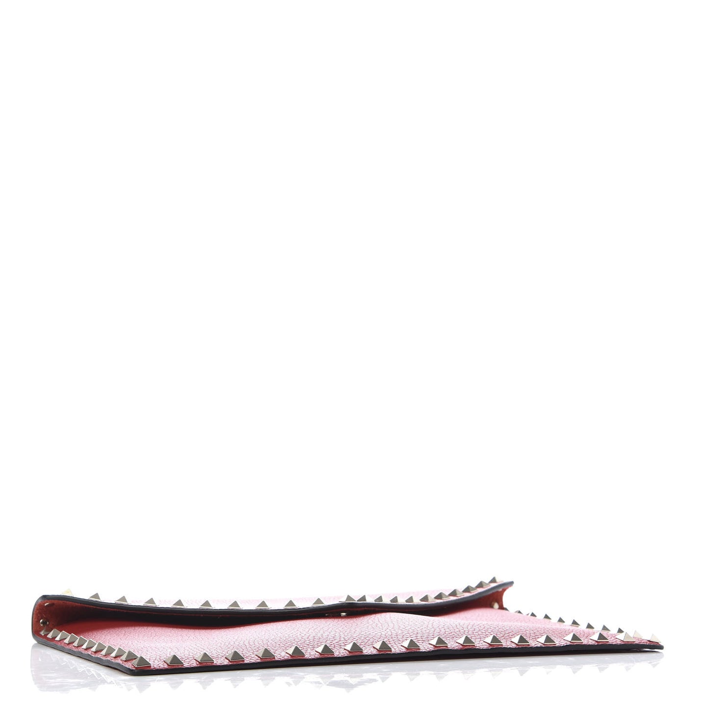 Pebbled Calfskin Rockstud Envelope Clutch Red