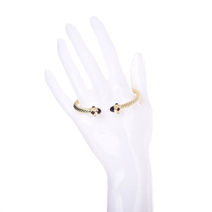 David Yurman 18K Yellow Gold Garnet 5mm Renaissance Bracelet 2 of 5