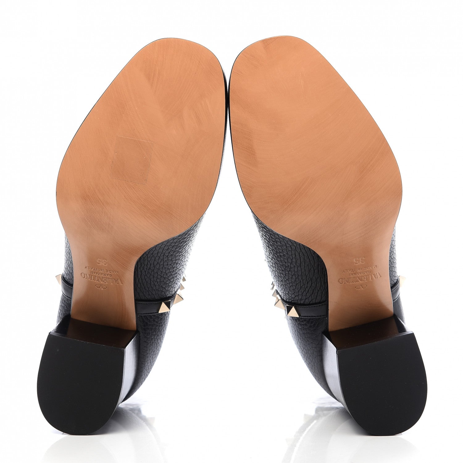 Valentino Garavani Pebbled Calfskin Rockstud Ankle Booties 35 Black 6 of 10