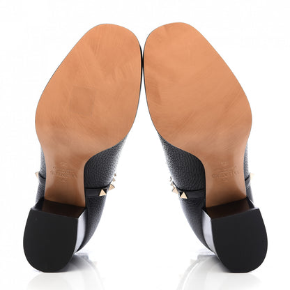Valentino Garavani Pebbled Calfskin Rockstud Ankle Booties 35 Black 6 of 10