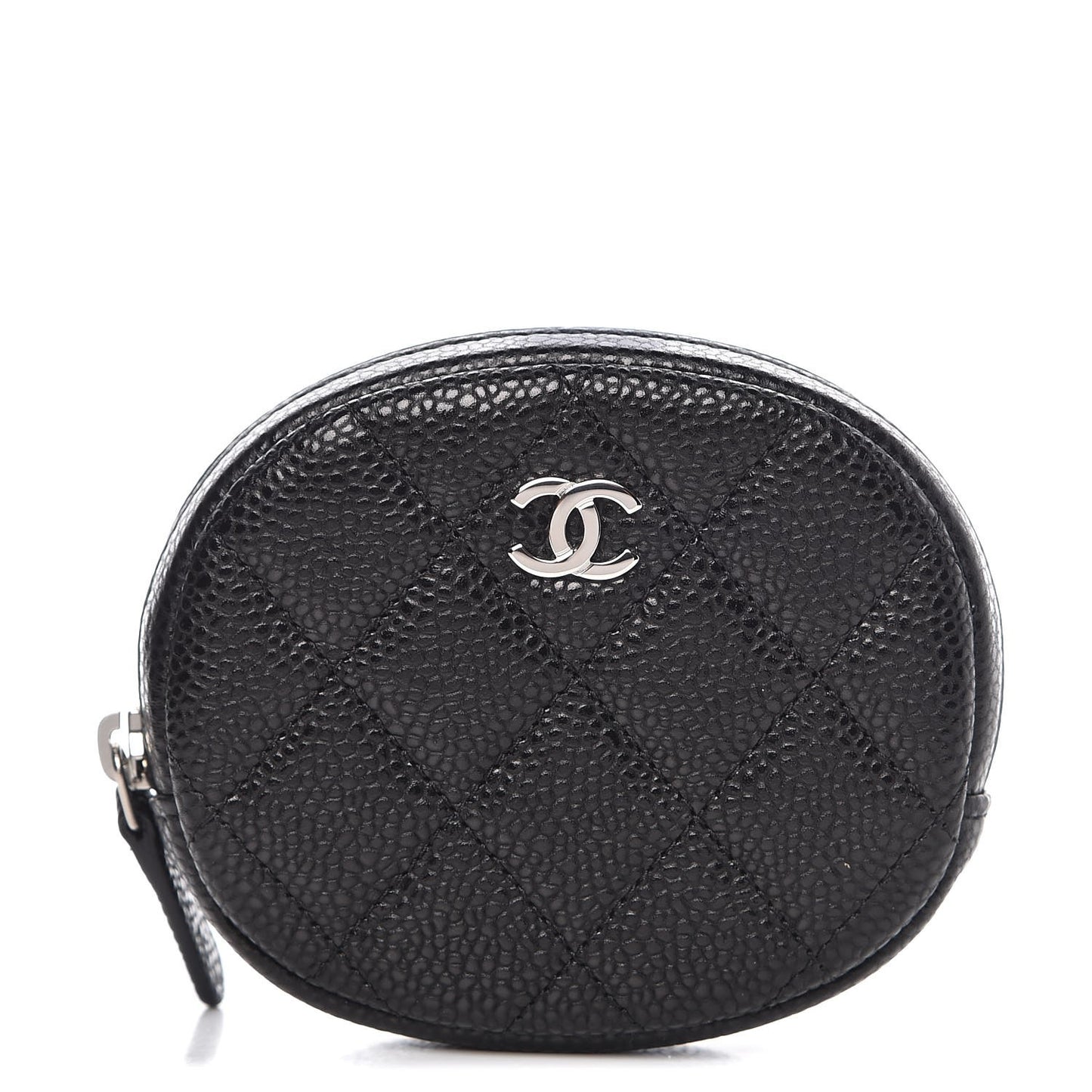 Caviar Quilted Zip Around Classic Coin Purse Black