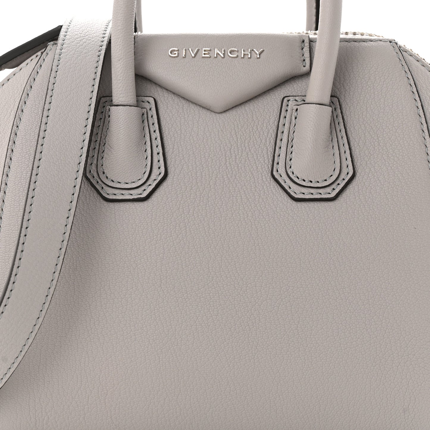 Sugar Goatskin Mini Antigona Pearl Grey