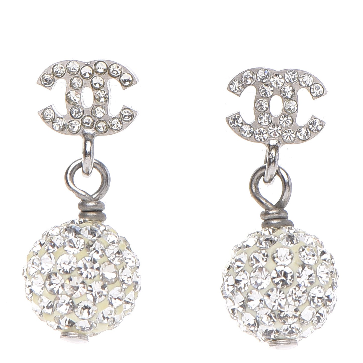 Crystal CC Drop Earrings Silver