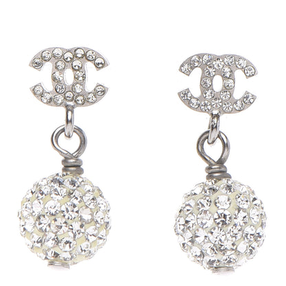 Chanel Crystal CC Drop Earrings Silver 1 of 5