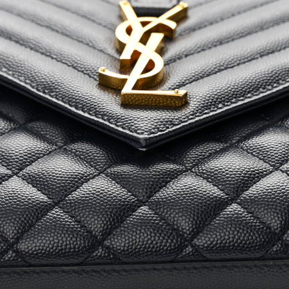 Saint Laurent Grain De Poudre Textured Mixed Matelasse Triquilt Medium Monogram Satchel Deep Marine 13 of 13