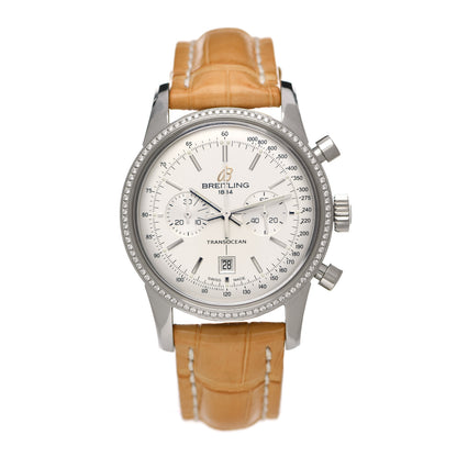 Breitling Stainless Steel Alligator Diamond 38mm Transocean Chronograph Limited Edition Automatic Watch A41310 1 of 5