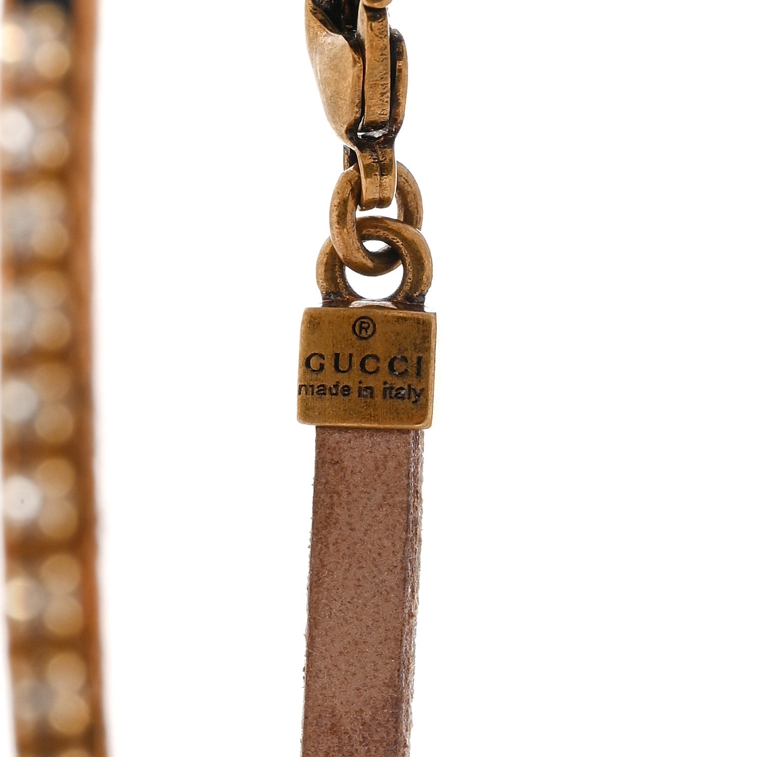 Gucci Metal Crystal Double G Bracelet Aged Gold 5 of 6