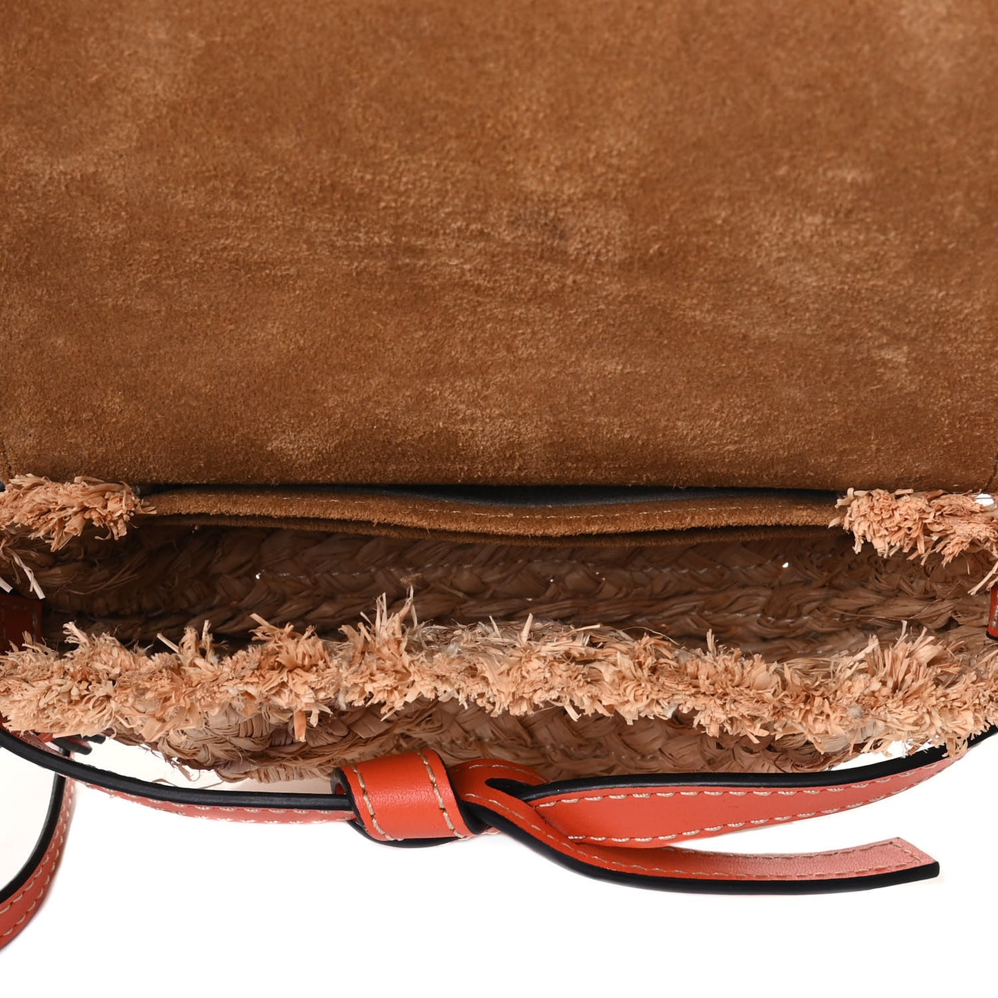 Calfskin Raffia Mini Gate Crossbody Bag Light Natural Orange