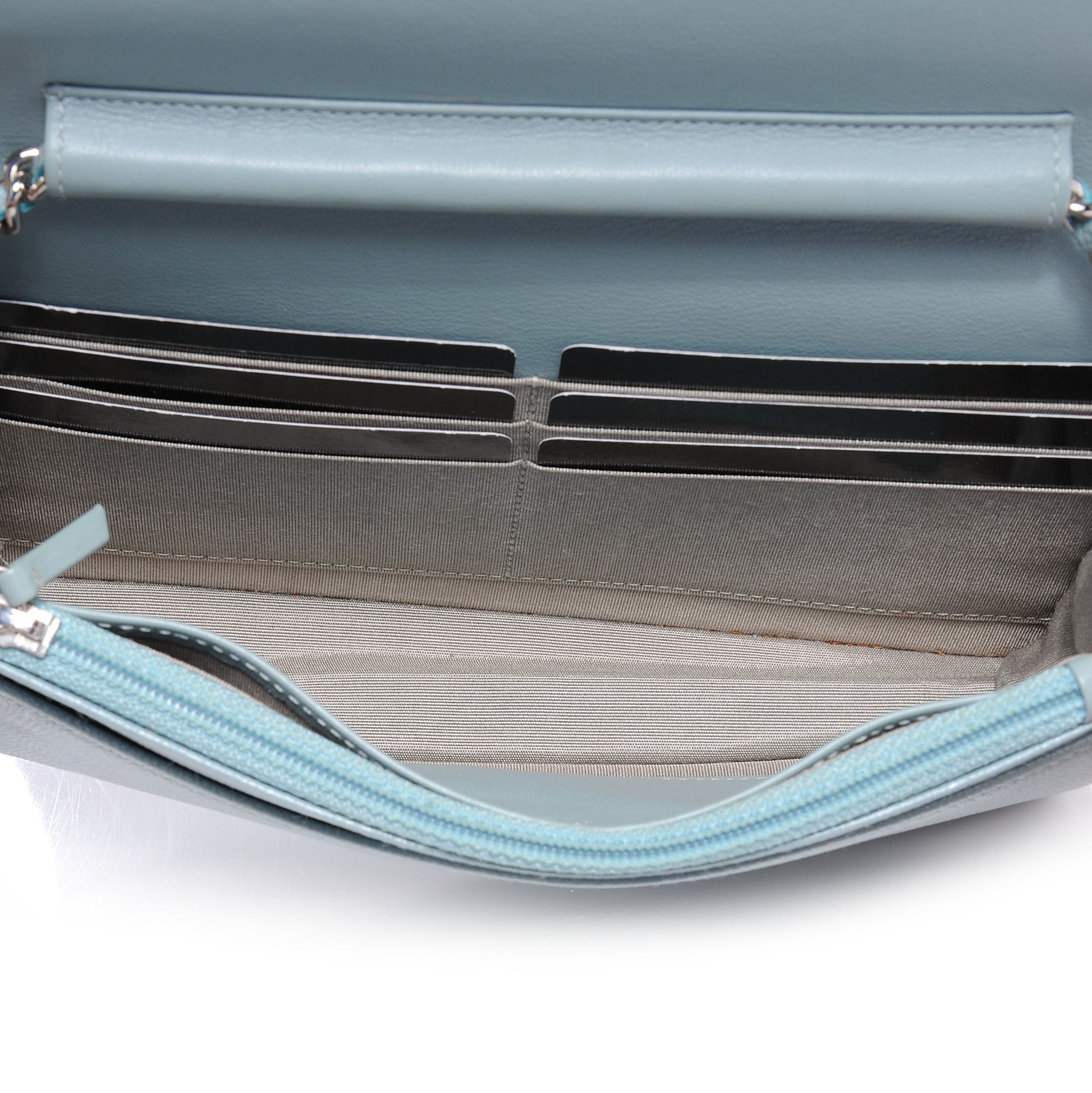 Chanel Caviar Sevruga Wallet on Chain WOC Light Blue 6 of 9