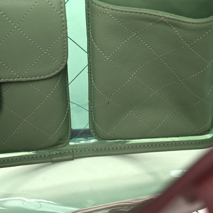 Chanel PVC Lambskin Stitched Medium Coco Splash Shopping Bag Green Pink 14 of 15