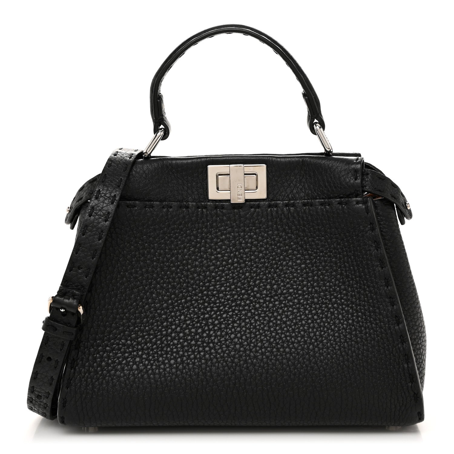 Fendi Cuoio Romano Selleria Bi-Color Mini Peekaboo Iconic Satchel Black Mou 1 of 11