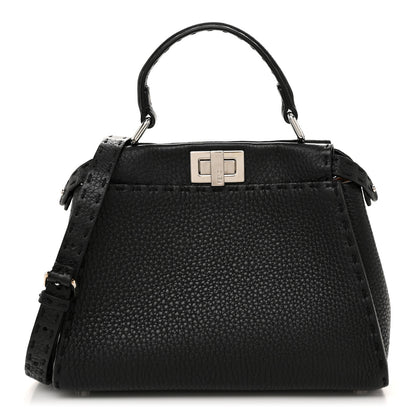 Fendi Cuoio Romano Selleria Bi-Color Mini Peekaboo Iconic Satchel Black Mou 1 of 11
