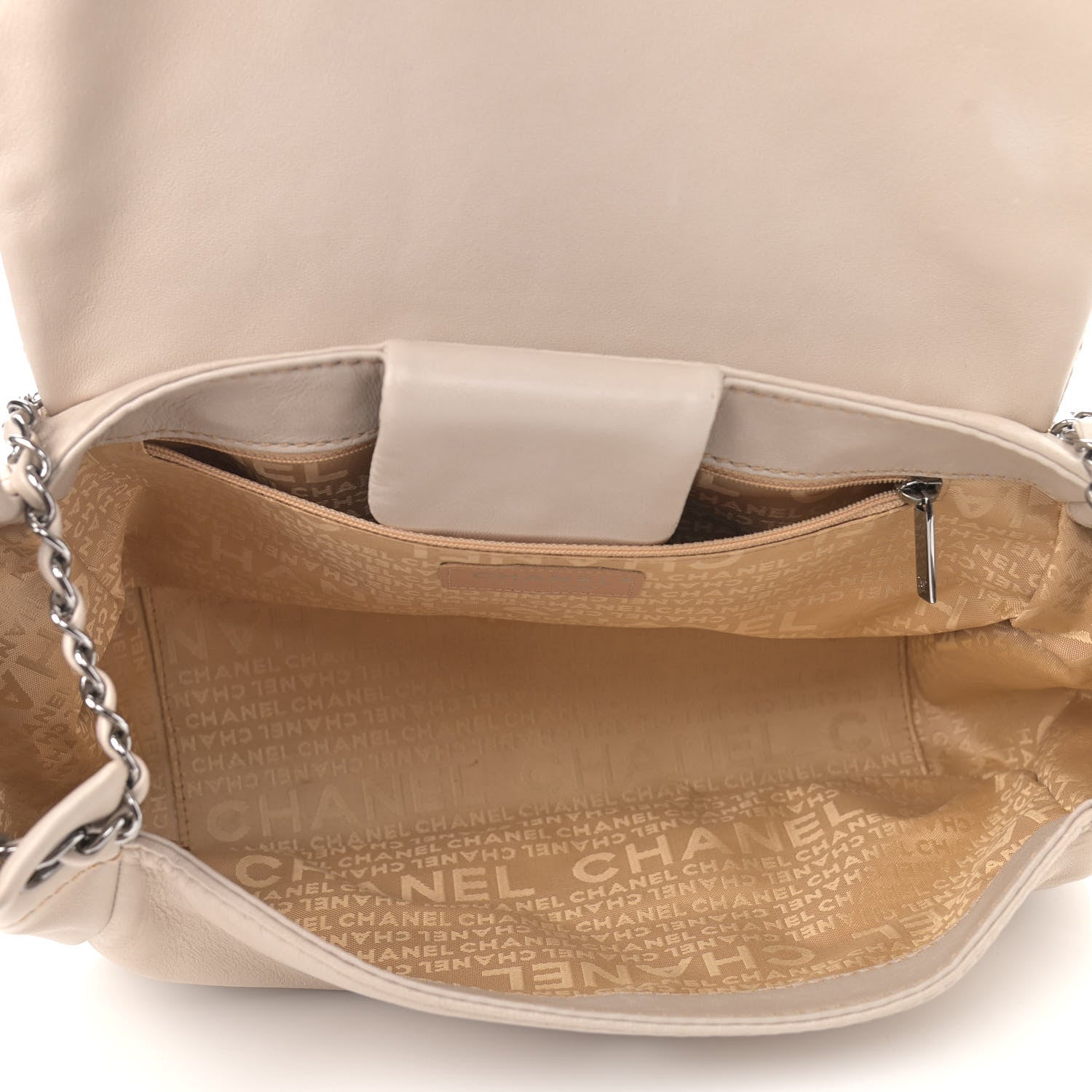 Chanel Lambskin Contrast Stitch Surpique Accordion Flap Beige 5 of 10