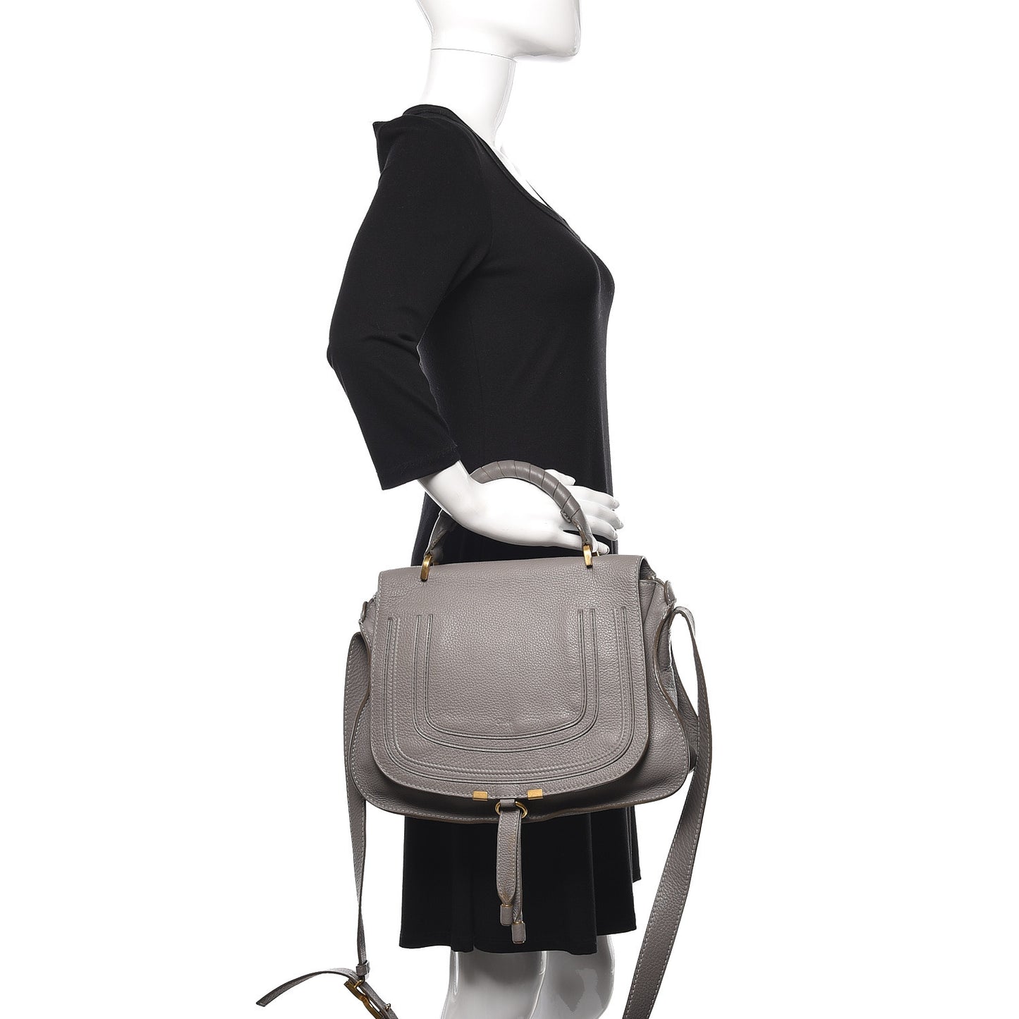 Calfskin Medium Marcie Top Handle Bag Cashmere Grey